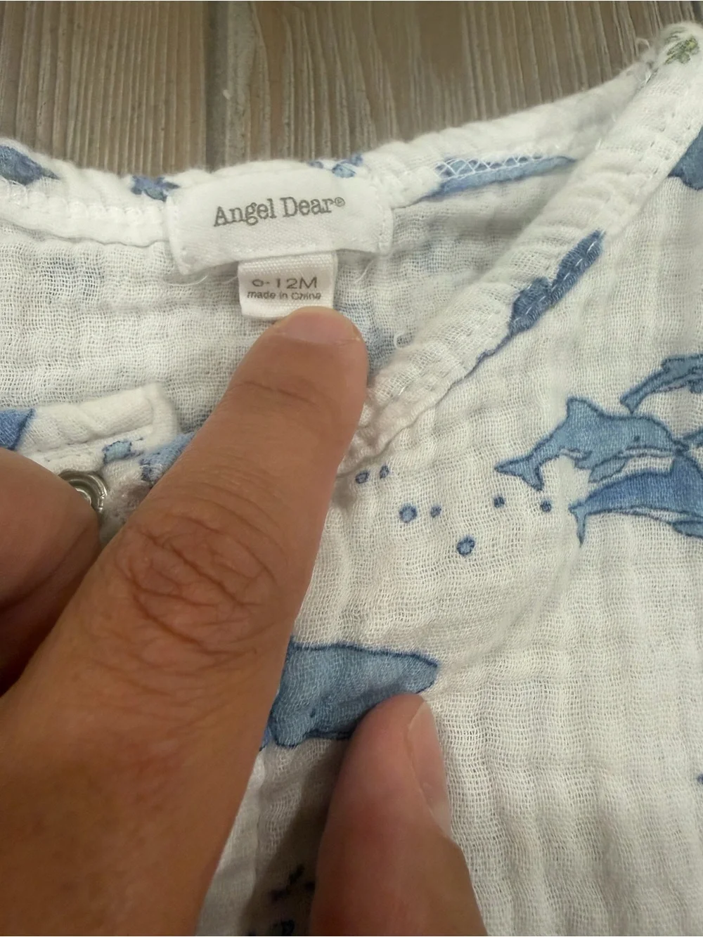 Angel Dear White Romper with Blue Whale Print